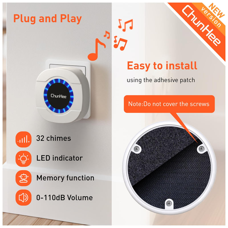 ChunHee Dog Bells to Go Outside,Customized Ringtones Bells for Dog Training to Go Outside,Dog Door Bell for Dogs to Ring to Go Potty,Dog Bells with Adjustable Volume,1 Receiver & 2 Dog Buttons 1 Receiver+2 Touch Button - BeesActive Australia