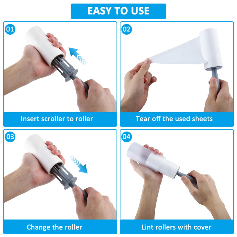 Vexillic lint roller, 12 rolls of lint roller without dispenser, 60 sheets of lint roller for clothing with 2 dispensers, 2 dust covers, lint roller for clothing, hair, cat hair, dog hair - BeesActive Australia