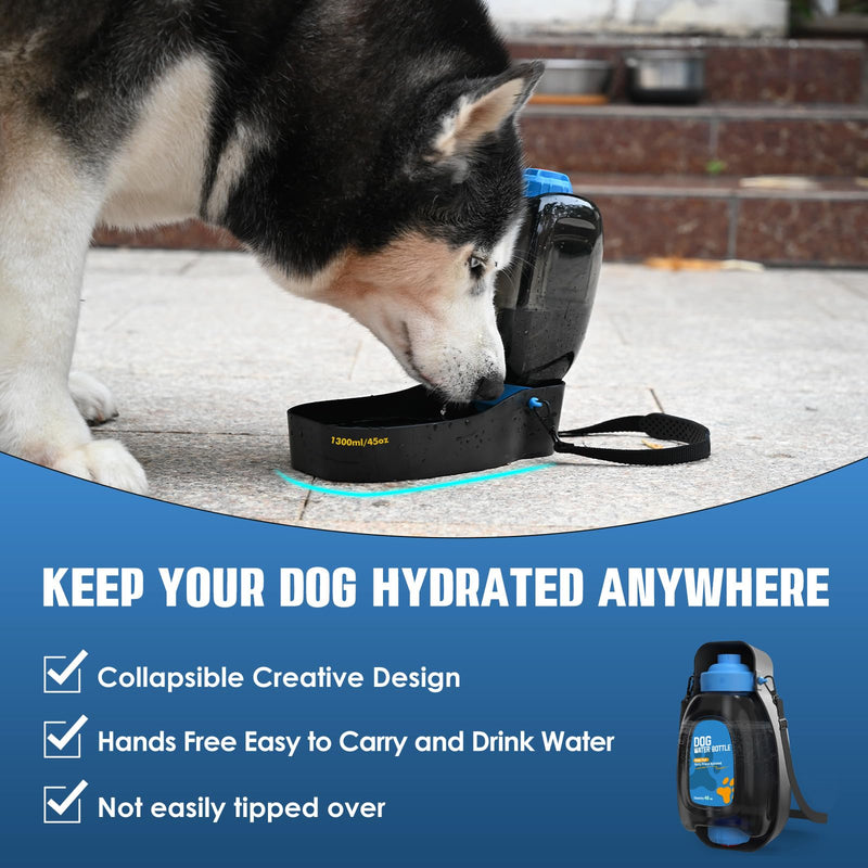 45oz Dog Water Dispenser, Portable Dog Water Bottles, Travel Dog Water Bowl for Dog Park, Patented, Leak-Proof Dog Water Bowl Dispenser, Dog Beach Camping Accessories, Water Bottle for Dogs, BPA Free BLUE - BeesActive Australia