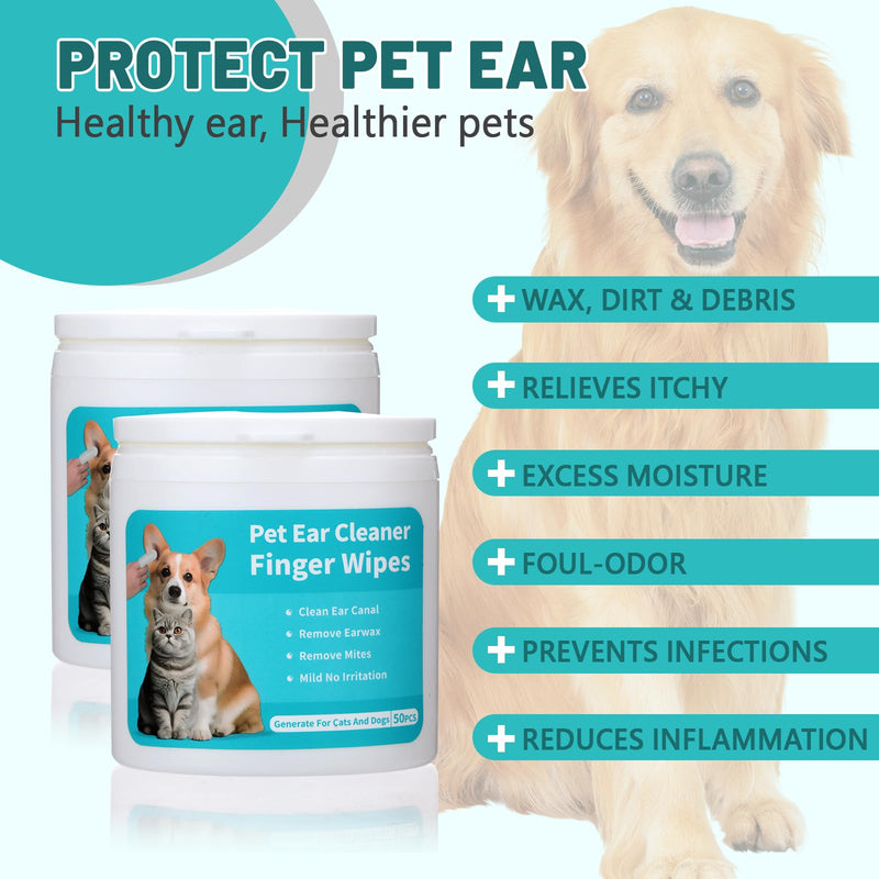 100 Pcs Dog Ear Wipes Finger, Dog Ear Cleaning Wipes Pet Ear Cleaner for Cats, Cat Ear Infection Treatment for Dogs Puppy Ear Wipes Cat Ear Cleaner Dog Itchy Ear Relief Ear Finger Wipes for Dogs - BeesActive Australia