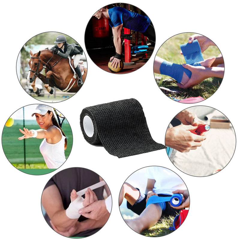Self Adhesive Bandage Wrap, Bandage Wrap, Athletic Sports Tape, Vet Wrap 4 inch for Pets Animals (Black) 4 Inch-4Pack Black - BeesActive Australia
