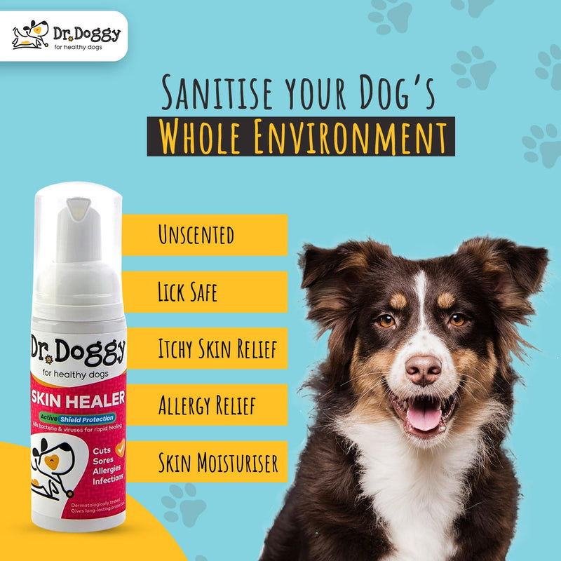 Dr Doggy Skin Healer 50ml – Dog Anti-Itch Spray & Moisturiser – Allergy & Dry Skin Relief, Hot Spot Treatment, Antiseptic & Odour-Free Care