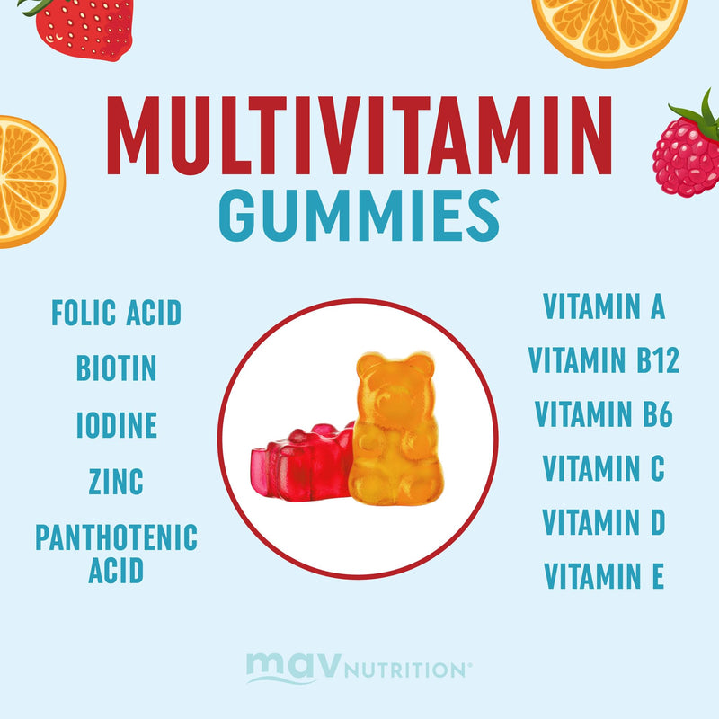 Kids Multivitamin Gummies | Vitamins A B C D & Zinc for Immunity & Growth | Daily Multivitamins for Children Ages 2+, Mixed Fruit Flavor, Gluten-Free, Third-Party Tested, 60 Gummies (1 Month Supply)