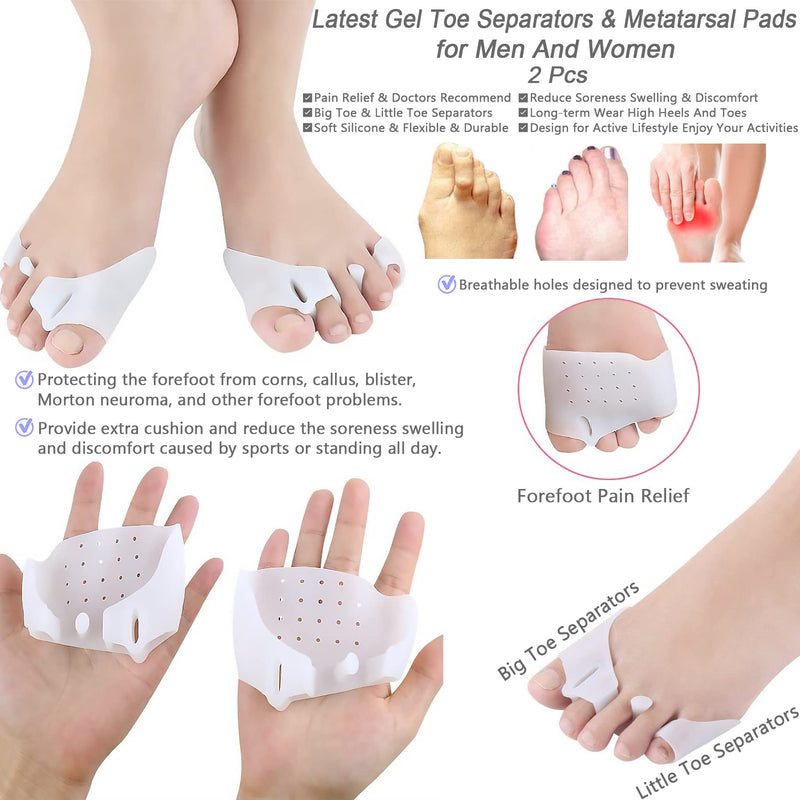 GELMAY 15Pcs Bunion Corrector, Hallux Valgus Relief Pads Toe Spacer Straightener Big Toe Separator Correction Splint Hammer Gel Metatarsal Sleeve Protector Brace Exercise Strap - BeesActive Australia