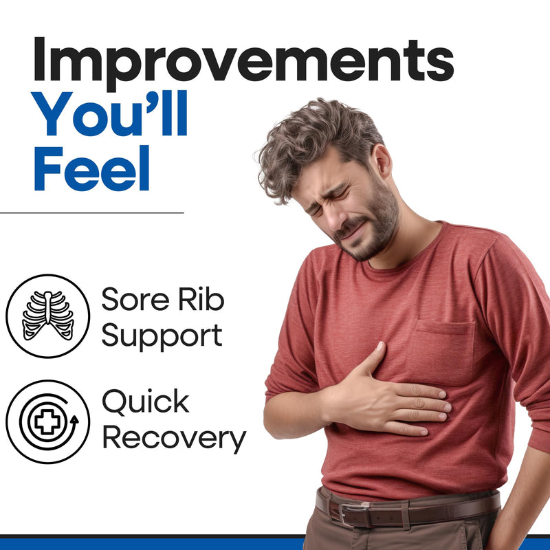 Rib Brace Rib Wrap | Chest Binder to Reduce Pain | Chest Compression Support Belt l Help Muscle Injuries, Bruised Ribs | Breathable Wrap Brace for Costochondritis Pain Relief Fits Women Men (XXL - Black - 52 Inch) XXL - (49" to 62") - BeesActive Australia