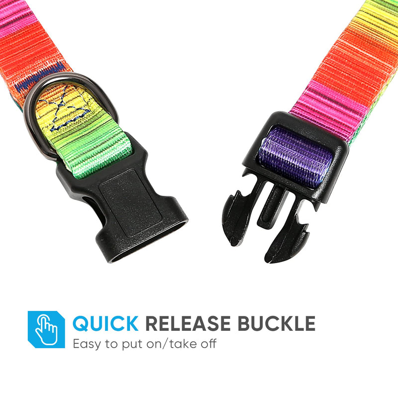 HEELE Dog Collar, Dog Collar for Puppies Small Medium Large Dogs, Patterned Dog Collars, Adjustable, Comfortable, Robust Dog Collar, Rainbow, S S (Length 25-38cm, Width 1.5cm) - BeesActive Australia