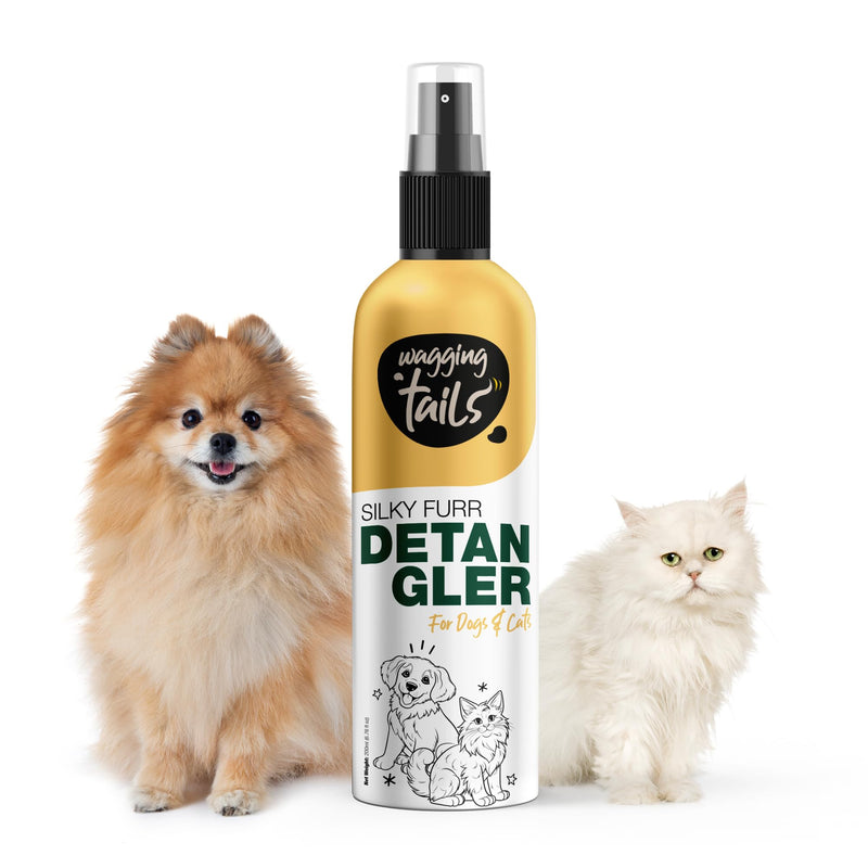 Wagging Tails 4-in-1 Silky Furr Detangler, 6.76 fl oz for Dogs & Cats | Gentle Dematting Grooming Formula | Reduces Discomfort & Prevents Hair Breakage | Maintains Coat Health & Improves Appearance - BeesActive Australia