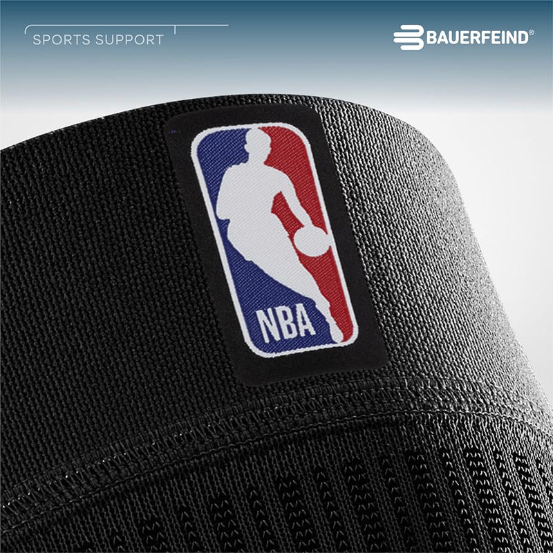 Bauerfeind Sports Compression Knee Support NBA - Lightweight Design with Gripping Zones for Basketball Knee Pain Relief & Performance with Team Designs (Black, L) Large Black - BeesActive Australia