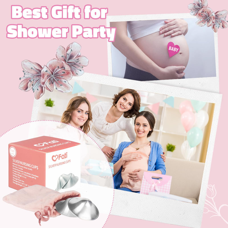 The Original Silver Nursing Cups, Nipple Covers for Breastfeeding Essentials, Nipple Shields for Nursing Newborn, 925 Silver Nipple Guards for Sore Nipple Relief, Newborn Essentials Must Haves-Regular REGULAR - BeesActive Australia