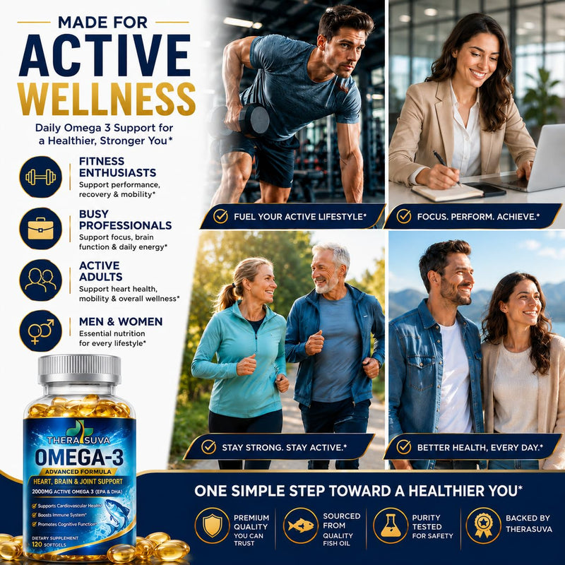 Premium Alaskan Fish Oil, Triple Strength Omega-3 2000mg (EPA 1100mg + DHA 900mg), Natural Supplement for Healthy Heart & Brain & Mobility Support, 2 Month Supply, 120 Veggie Softgels