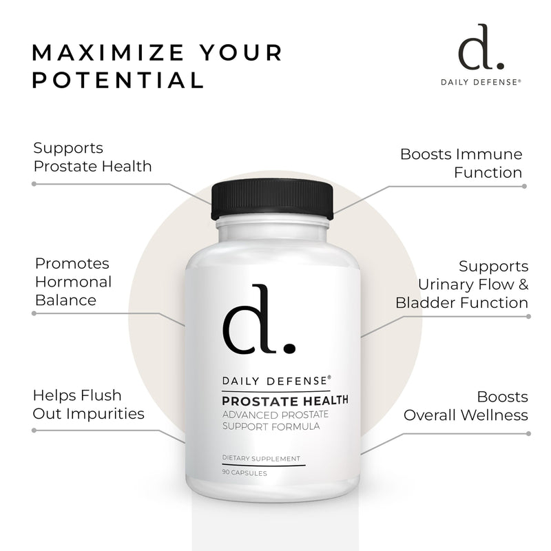 Prostate Defense Prostate Health Supplement for Men with Saw Palmetto Powder, Vitamin E, Zinc, Mushrooms, Pumpkin Seed - Urinary Prostate Support