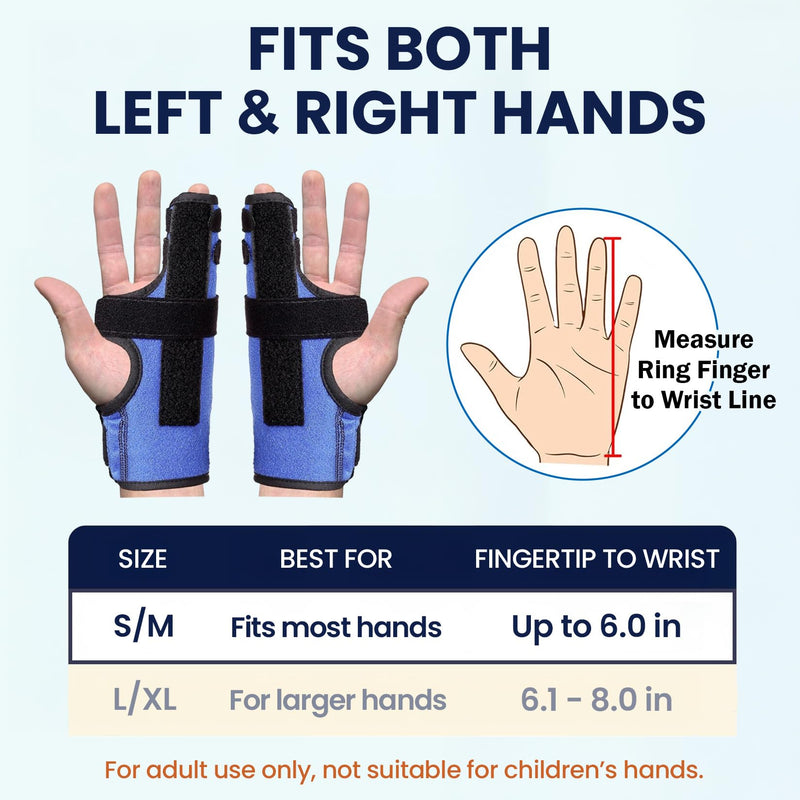 Metacarpal Finger Splint Hand Brace, Pinky Finger Splint for Boxer Fractures, Two Finger Brace for 4th or 5th Finger, Ulnar Gutter Splint Right Hand and Left (S/M) S/M - BeesActive Australia