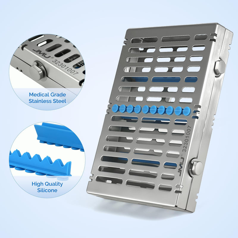 JMU Dental Autoclave Sterilization Cassettes for 10 Instruments, Detachable Instrument Cassette Rack, Blue 1 - BeesActive Australia