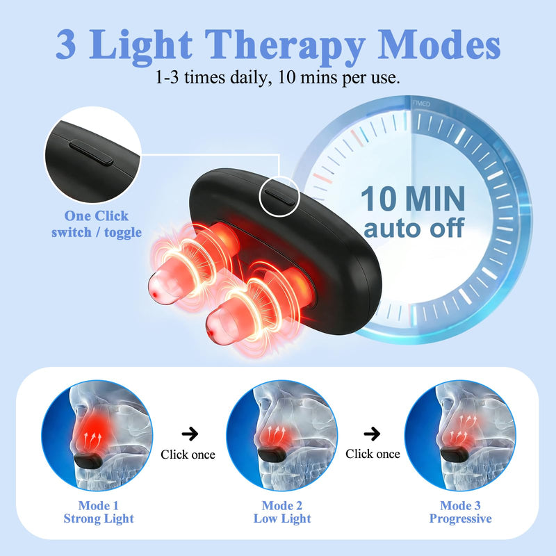 Red Light Nose Care Device, LED Nose Wellness Tool for Daily Nasal Comfort, USB Rechargeable Portable Design with 3 Light Modes & Auto Shut-Off, Black - BeesActive Australia