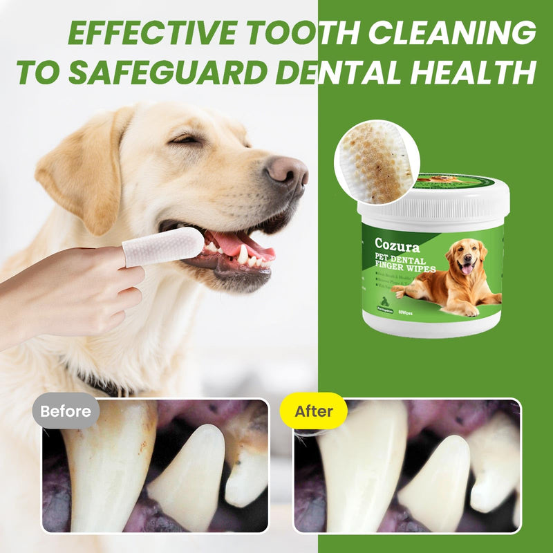 Gentle Pet Eye & Dental Bundle - 100ct Tear Stain Wipes & 60ct Alcohol-Free Finger Teeth Wipes for Sensitive Dogs & Cats - Safe Daily Hygiene Set