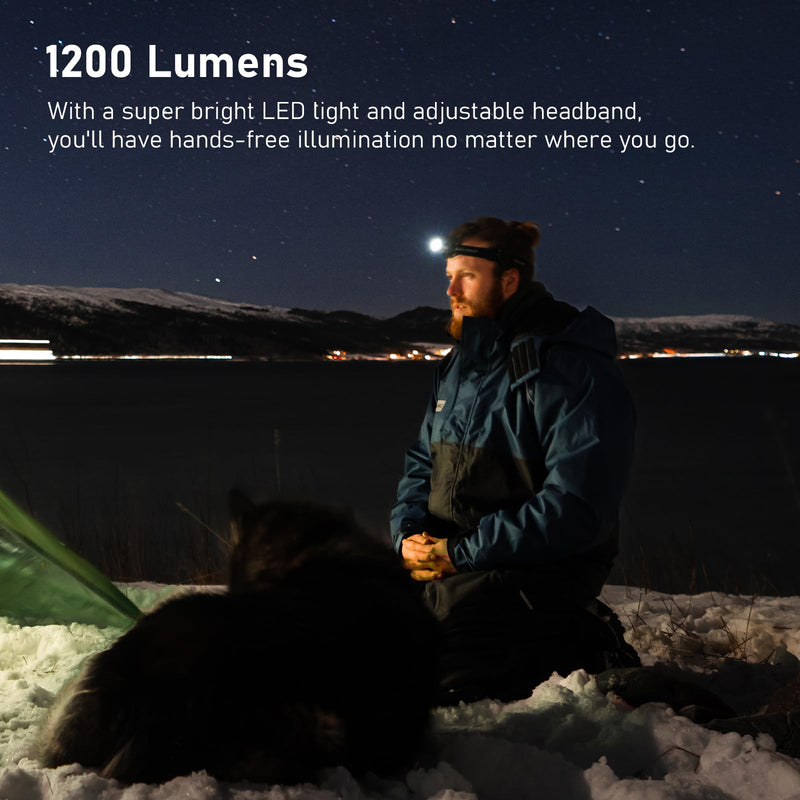 Headlamp, 1200 Lumens LED Rechargeable Headlamp for Adults, Long Runtime, Simple UI, Waterproof Head Lamp Flashlight for Outdoor Camping, Hiking, Fishing, Gifts for Family, Friends Green