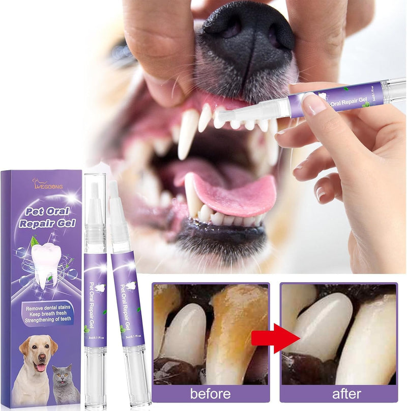 【3pcs】 Pet Oral Repair Gel, Pet Oral Repair Gel for Dogs,Pet Breath Freshener for Dogs & Cats, Eliminate Breath, Targets Tar-Tar, Without Brushing， for Dogs & Cats, Pet Teeth Repairing - BeesActive Australia