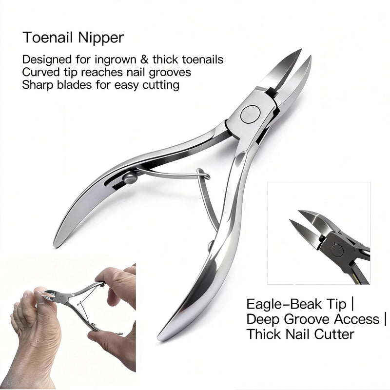 Nail Clippers Set Fingernail and Toenail Clipper Cutters, Manicure Pedicure Kit Stainless Steel 10pcs Professional Grooming Kits, Nail Care Tools with Portable Leather Case for Men or Women - BeesActive Australia