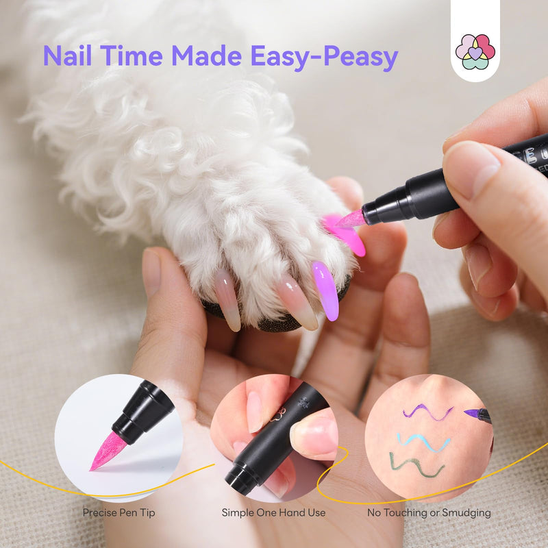 SAVILAND Nail Stamper Kit & 12-Color Dog Nail Polish Pens: Silicone Stamp Scrapers for French Manicure with Quick-Dry Non-Toxic Manicure Pens for Pets Home DIY & Salon Use