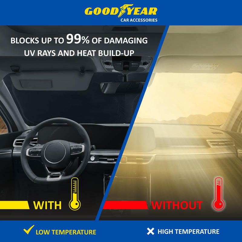 Goodyear Foldable Windshield Sunshade for Jeep Compass 2017-2026, SUV car Accessories, Sunshade Cover, Sun Shade Car Windshield, Window Sun Blocker - GY008274 For Jeep Compass 17-26