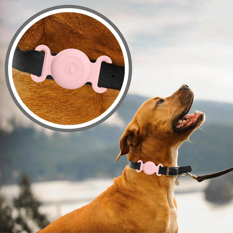 Airtag Dog Collar Holder IPX8 Waterproof [2 Pack] Silicone GPS Tracker Case Anti-Lost Protective Apple Air Tag Cover for Cat Collar Suitable for Collar Width: 0.8~1 inch ((2 Pack) Black) (2 Pack) Black - BeesActive Australia