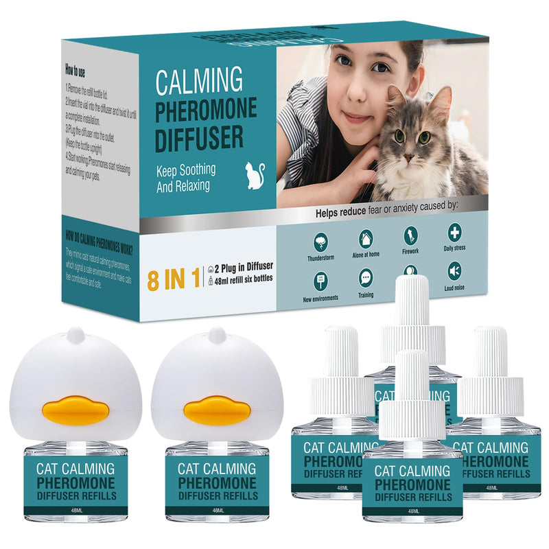 Cat Calming Diffuser 8 in 1 Multicat Pheromone Diffuser Pheromones to Calm Stress and Anxiety Relief Products Plug in Refill Anti Aggression for Cats Spraying No More Stop Cat from Urinating, Blue