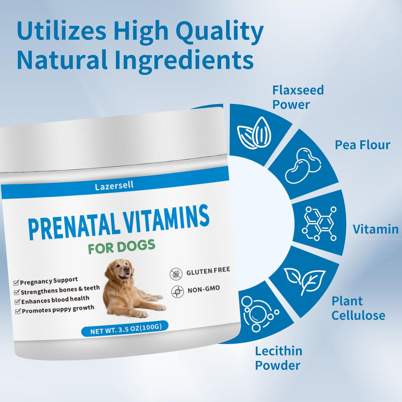 Prenatal Vitamins for Dogs - Aids Healthy Gestation, Puppy Development & Milk Production - Packed with Folic Acid, Calcium, Iron & Key Vitamins - Ideal for Pregnant and Nursing Canines