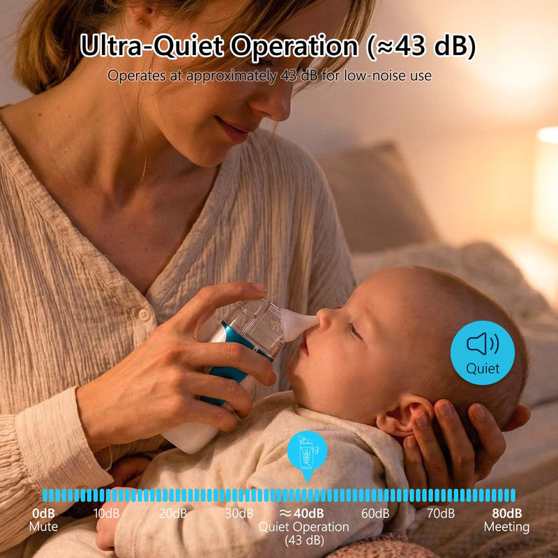 elaia Nasal Aspirator for Baby with Spray, 2-in-1 Electric Baby Nose Sucker with Fine Mist 5 Suction Levels up to 65kPa, BPA-Free, Quiet Baby Nasal Aspirator, Portable Snot & Booger Sucker for Infants