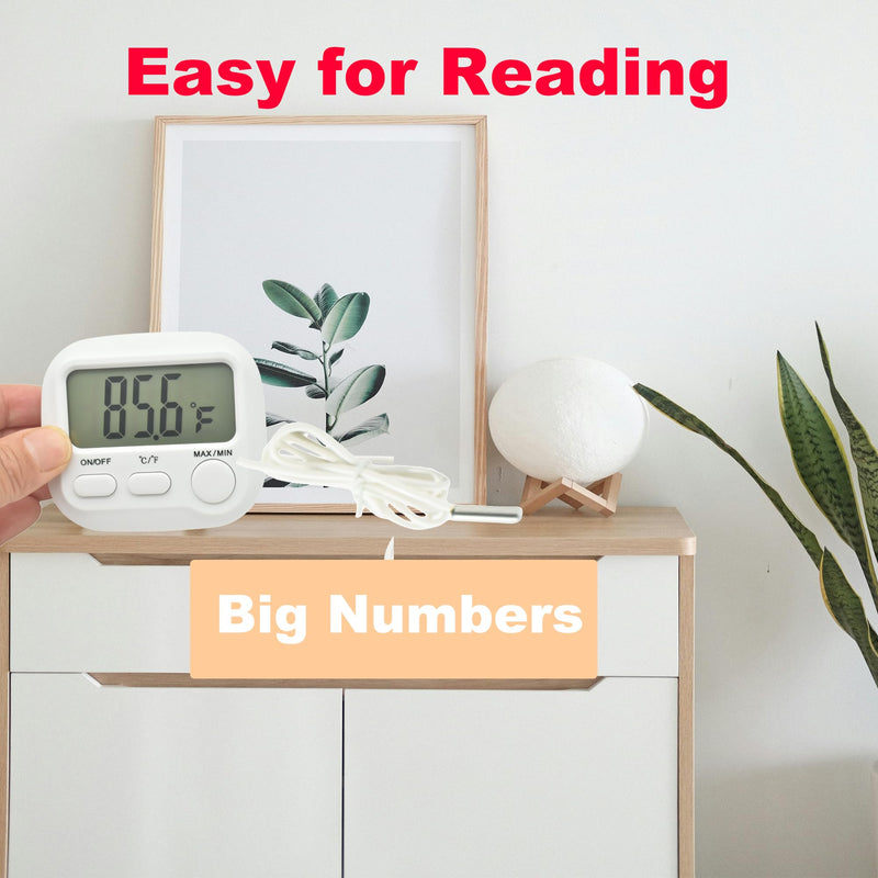Small Digital Thermometer ON/Off Switch Indoor/Outdoor Meter Gauge with 3ft/1M Probe Sensor Style B - BeesActive Australia