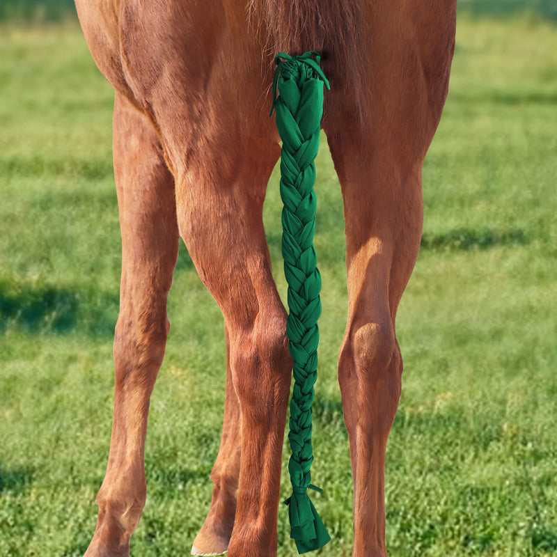 Harrison Howard 3 Tube Stretchy Fabrics Adjustable Closure Lightweight Horse Tail Bag for Horses Braid-in Tail Bag Deep Green - BeesActive Australia