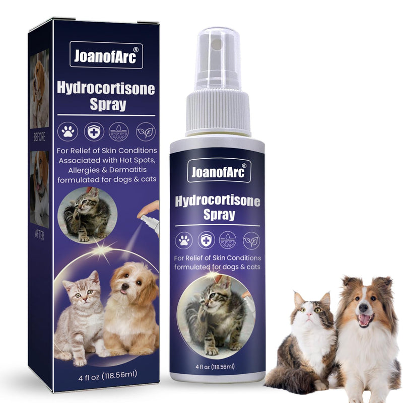 Hydrocortisone Spray for Dogs and Cats, Itch Relief Spray for Dogs, Dog Hydrocortisone Sprays Soothes Irritated Dry Itchy Skin, Daily Cleansing Soothes Skin and Coat Irritation For Cats Dogs,118.56ml