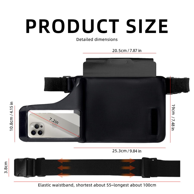 Waterproof bag Fanny Pack with Phone Case, Water proof Phone Pouch Dry Bag Keep Valuables Safe for iPhone Samsung, Adjustable Waist Strap and Screen Touch Sensitive for Swimming Boating Beach Fishing
