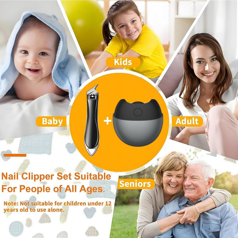 Electric Nail Clipper,2026 Improved Nail Clippers Set, Includes an Automatic 3-in-1 Nail Clippers,a Slanted Nail Clipper(for Ingrown Toenails&Fingernail) Ideal for Babies, Children, Adults and Seniors Black - BeesActive Australia