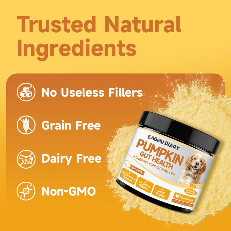 Pumpkin for Dogs Probiotics - Pumpkin Powder for Dogs, Digestion, Gut Health, Constipation Diarrhea Relief - Cranberry, Blueberry, Enzymes, Probiotics for Dogs, Fiber for Dog, 230g