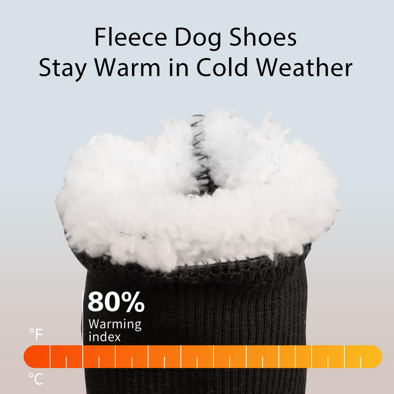 YAODHAOD Dog Snow Boots Breathable Socks，Dog Shoes Fleece Snow Booties for Medium to Large Dogs，with Reflective Straps Anti-Slip Sole，Dog Boots & Paw Protectors for Indoor (Black, XX-Large) Black - BeesActive Australia