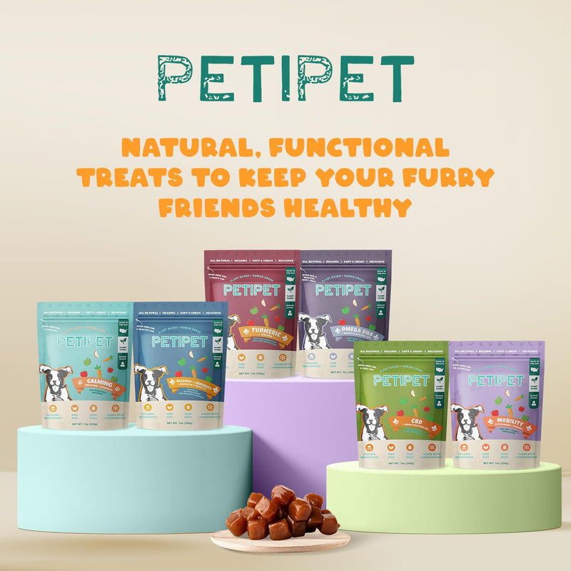 Petipet Calming Chews for Dogs - Plant-Based Calming Supplement w/Melatonin+Chamomile - Calming Aid Soft & Chewy Treats for Relaxing, Stress, Separation, Anxiety Relief, Puppies, Small & Large Breeds Chamomile