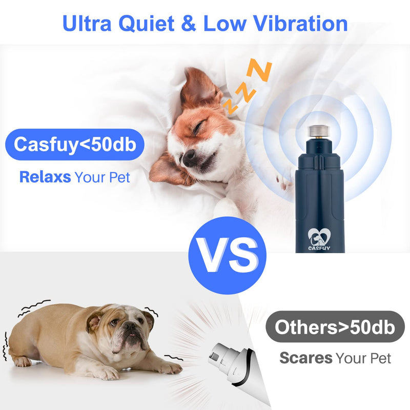Casfuy Dog Nail Grinder with LED Light - Upgraded 2-Speed Electric Pet Nail Trimmer Powerful Painless Paws Grooming & Smoothing for Small Medium Large Dogs & Cats (Dark Blue) Dark Blue - BeesActive Australia