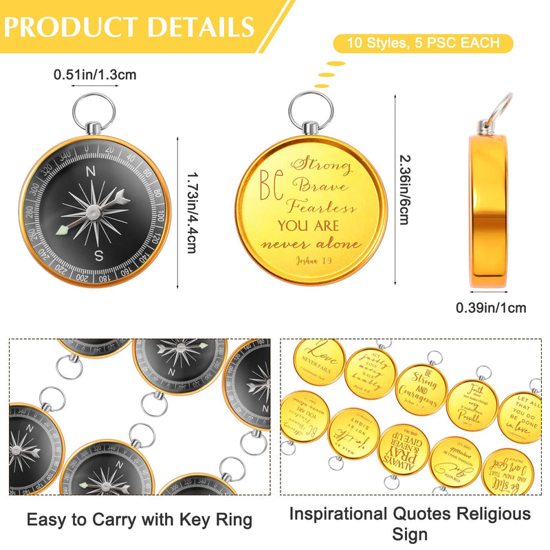 Fumete Christian Gift Compasses Hiking Scripture Religious Bible Vintage Gifts for Fathers Day Appreciation Gift Set Bible Church Men Sunday School Teacher Pastor Clergy Gold 50