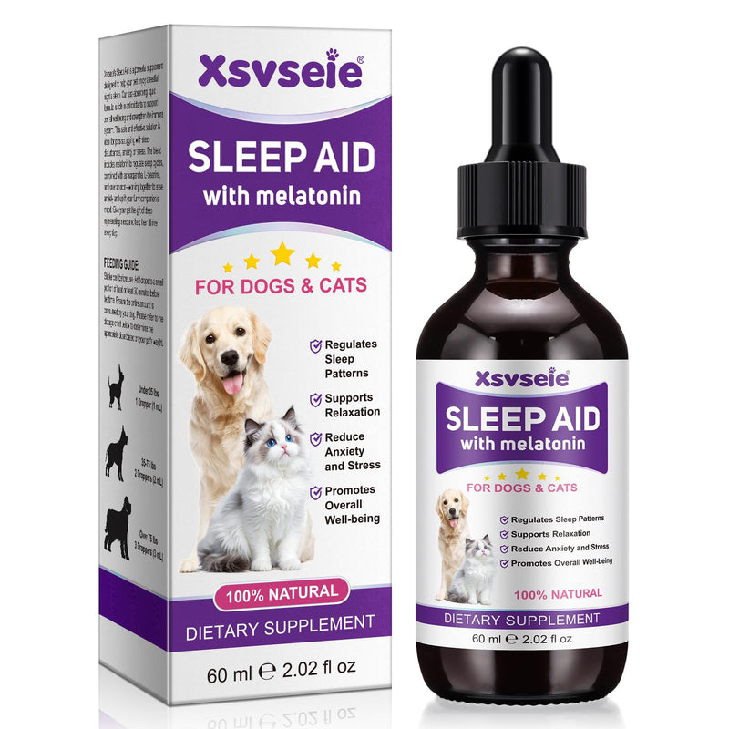 Melatonin for Dogs,Sleep Aid Drops for Dogs and Cats Calming,Liquid Melatonin for Pets Support Relaxation & Deep Sleep and Overall Well-Being