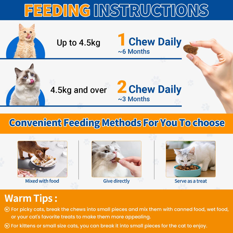 Flea and Tick Prevention for Cats Chewable, 200 Natural Soft Chews,Flea Supplement for Kitten Cat, Skin & Coat Support for Cats All Breeds & Ages - Chicken Flavor 200Soft Chews
