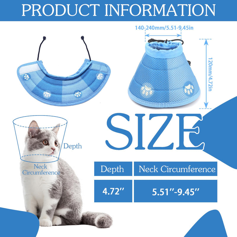 Neck Collar Cat Protective Collar Cat Adjustable Cat Collar Soft Recovery Collar Funnel Cat for Cats Pet After Surgery and Injuries (M) - BeesActive Australia