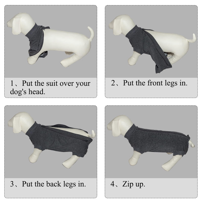Cyponpy Dog Bodysuit After Surgery with Zipper Surgery Body Dog Castration Female Dog Surgery Body Male Surgery Body Dog Medical Bodysuit for Dogs Leak Protection Dog Wound Protection Suit for Dogs One-Piece 2XL Gray - BeesActive Australia
