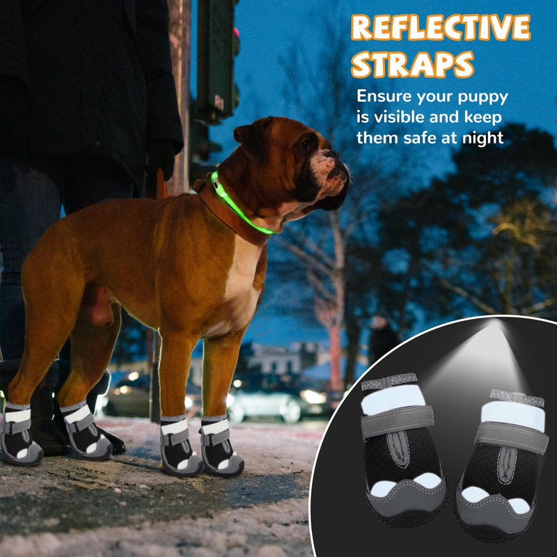 Dog Shoes for Large Small Medium Size Dogs,Dog Boots & Paw Protectors to Prevent Licking,Dog Booties with Reflective for Outdoor Winter Snow, Hiking,Hot Pavement,Hardwood Floors(Black Grey,Size3) Black Grey 3 - BeesActive Australia