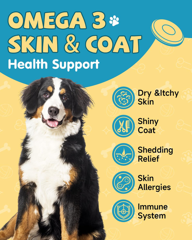 EagouDiary Salmon Oil Chews for Dogs,Omega 3 Skin & Coat Supplement for Dogs with EPA & DHA Fatty Acids,Angelica, Methionine,Vitamins,Minerals Dog Itchy Skin & Allergy Relief (120Ct) - BeesActive Australia