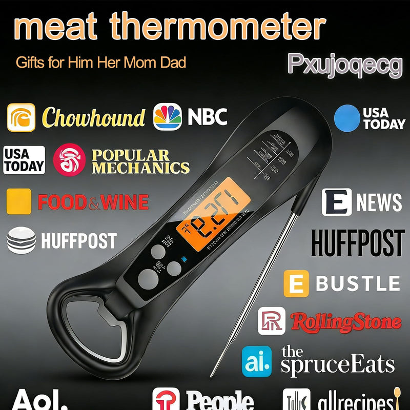 Instant Read Meat Thermometer for Cooking – Waterproof Digital Food Thermometer with Backlit LCD, Long Probe, Fast Accurate Kitchen Thermometer for BBQ, Grill, Candy & Oil (°C/°F) - BeesActive Australia