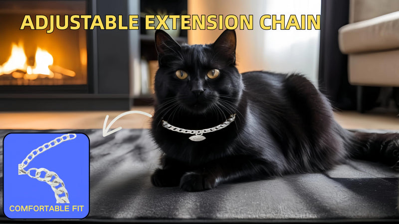 Silver Cat Chain Collar with Bell – Lightweight Metal Necklace for Long-Lasting Wear, Adjustable Jewelry Gift for Cats & Small Dogs(Silver, S) - BeesActive Australia
