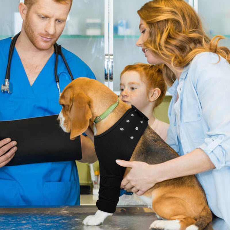 ROZKITCH Dog Recovery Suit for Front Left Legs, Breathable Dog Surgery Suit Anti Licking, Cone Alternative for Wound, Adjustable Dog Leg Sleeve for Medium Dogs, Post-Surgery Leg Sleeve Black M