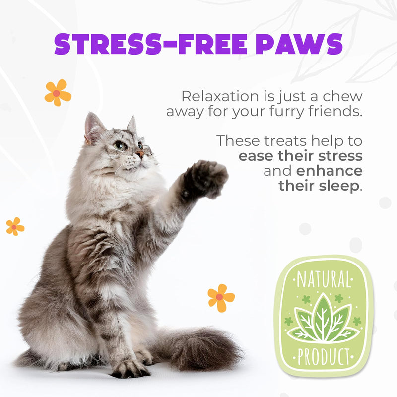 Hemp Calming Chews for Cats Anxiety 200 pcs - Feline Anxiety Relief with Melatonin - for Stress, Travel, Check-up, restlessness or Separation - Cat Calming Treats Salmon