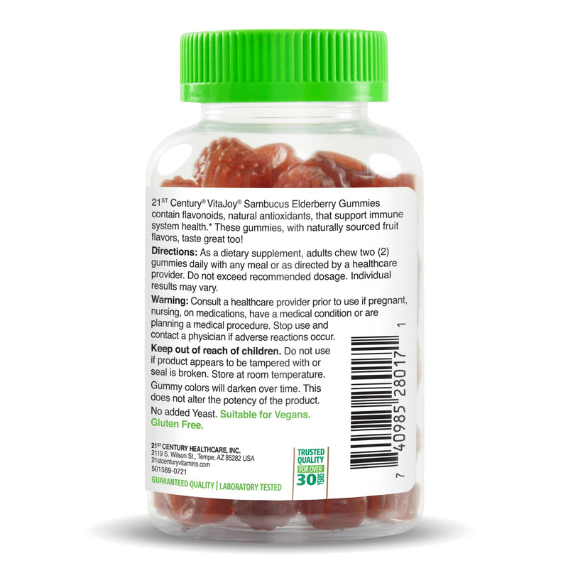 21st Century VitaJoy Sambucus Elderberry Gummies, Immune Support, 60ct | Sambucus Elderberry Gummies with Vitamin C & Zinc, Immune Support, Natural Berry Flavor, A Delicious Daily Immune Gummy