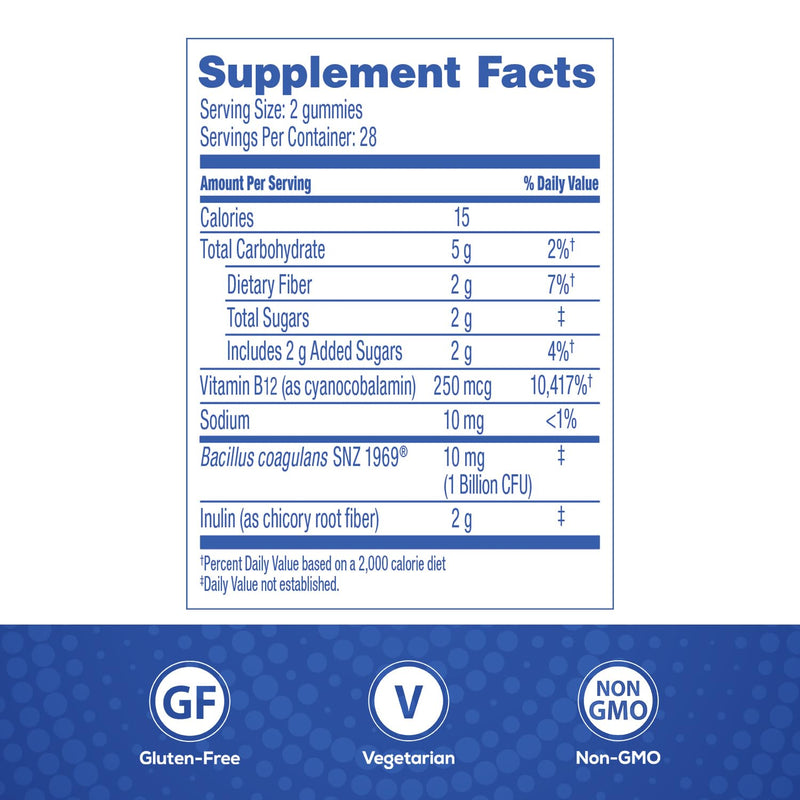 Florastor Prebiotic and Probiotic Gummies with Vitamin B12, 56 Gummies | Digestive and Metabolic Support Blend for Multi-Action Care, Probiotic Gummies for Women and Men 56 Count (Pack of 1)